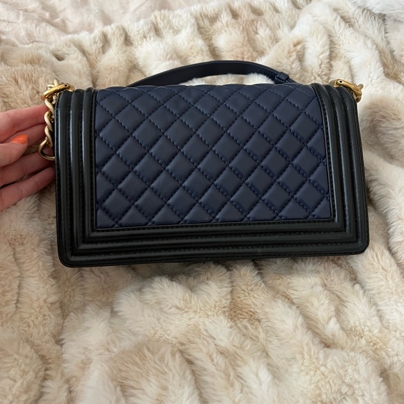 Chanel Navy Blue and Black Medium Boy bag- AUTHENTIC - Picture 3 of 12